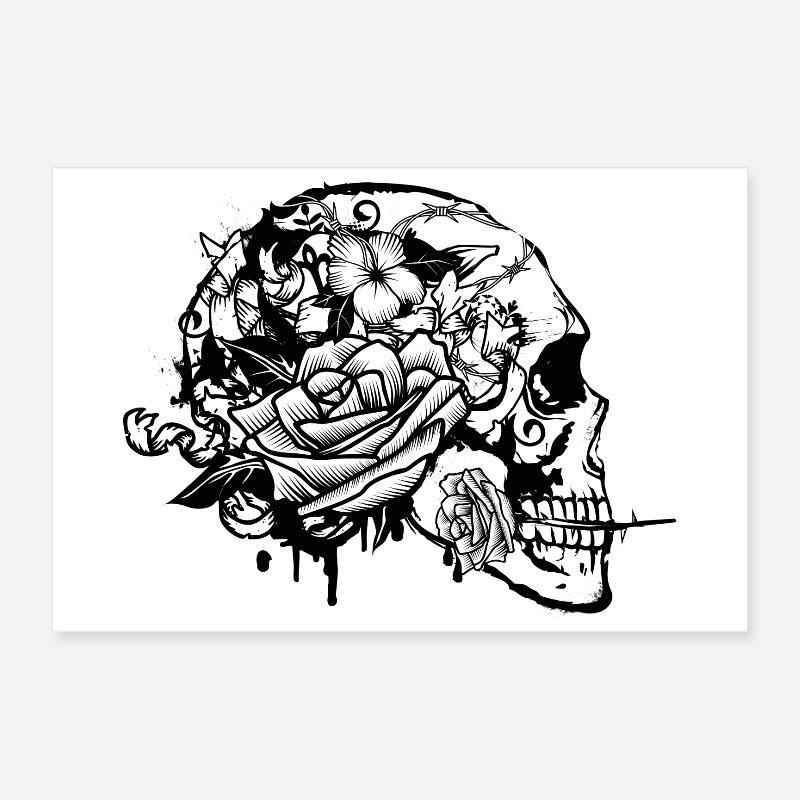 Skull with Rose Poster 12" x 8" (30x20 cm)