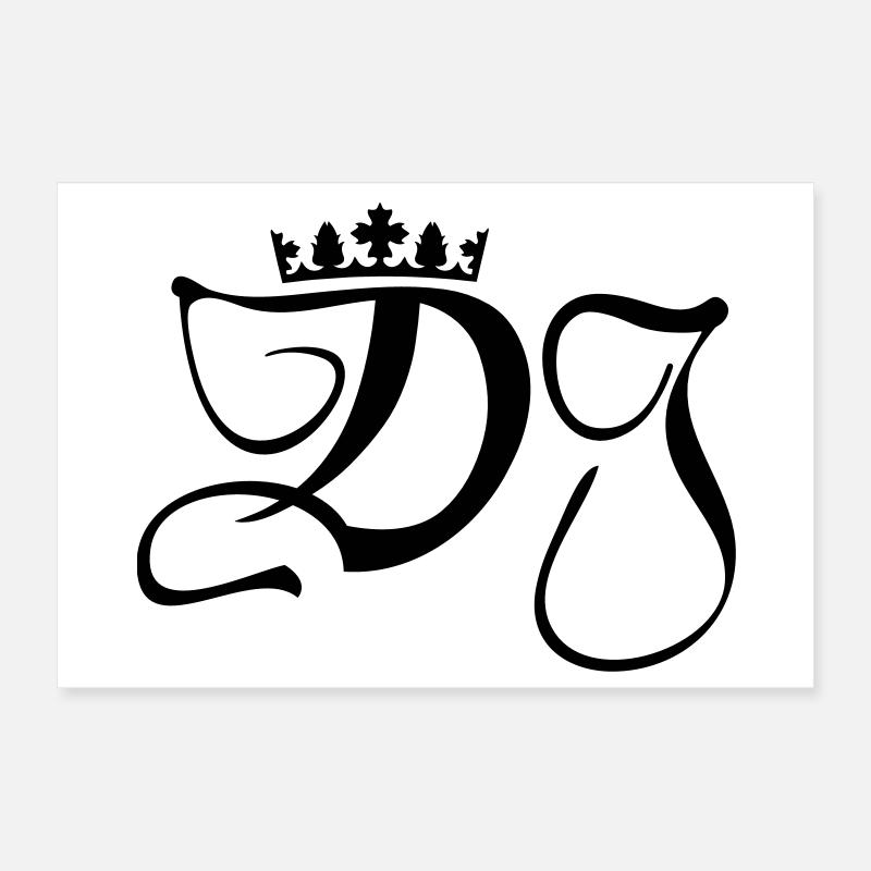 DJ- Discjockey- Monogramm mit Krone Poster 30x20 cm