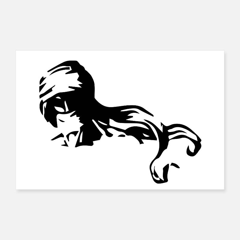 Man desert blue minimalist black silhouette Poster 12" x 8" (30x20 cm)