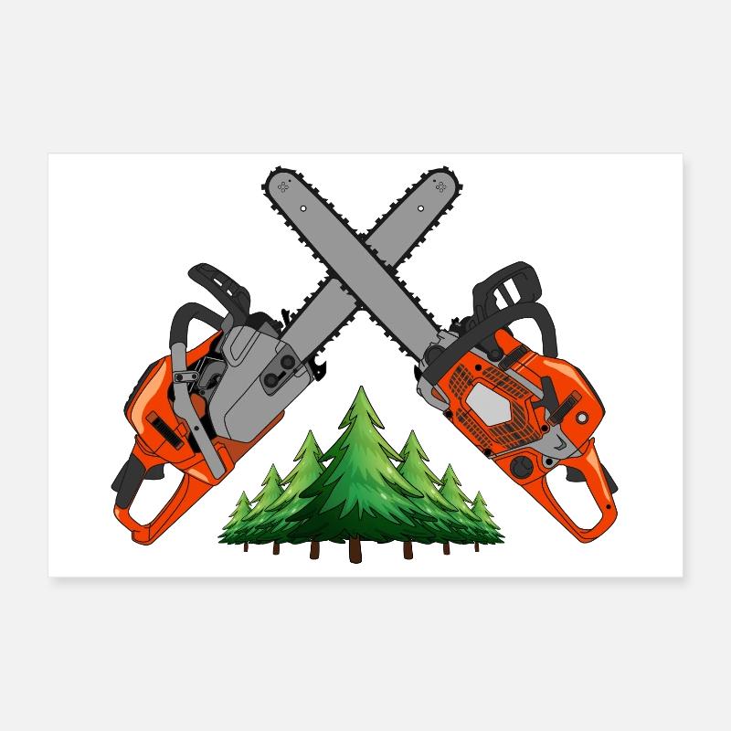 Tronçonneuse - Forêt verte Poster 30 x 20 cm