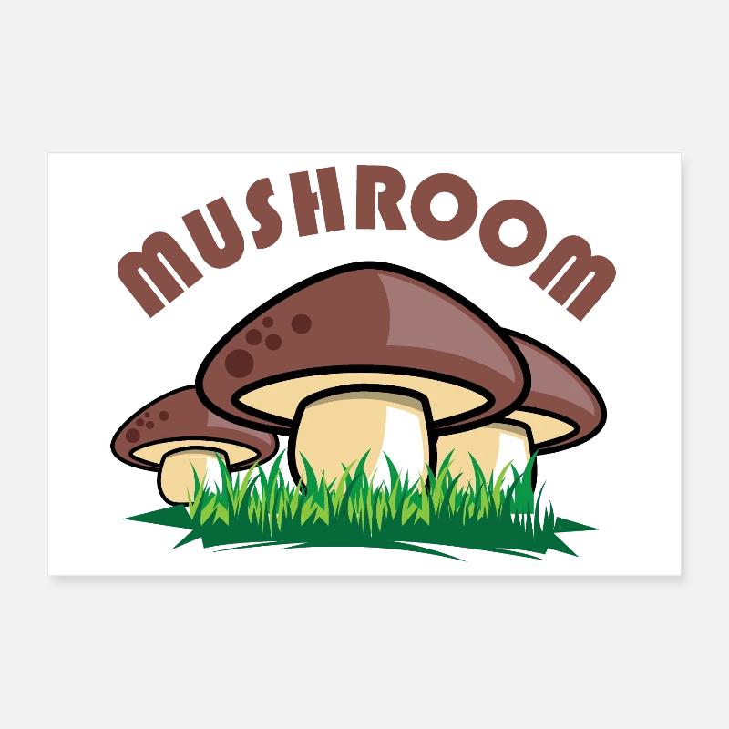 champignon champignon champignon symbole de bande dessinée prairie forêt graphique Poster 30 x 20 cm