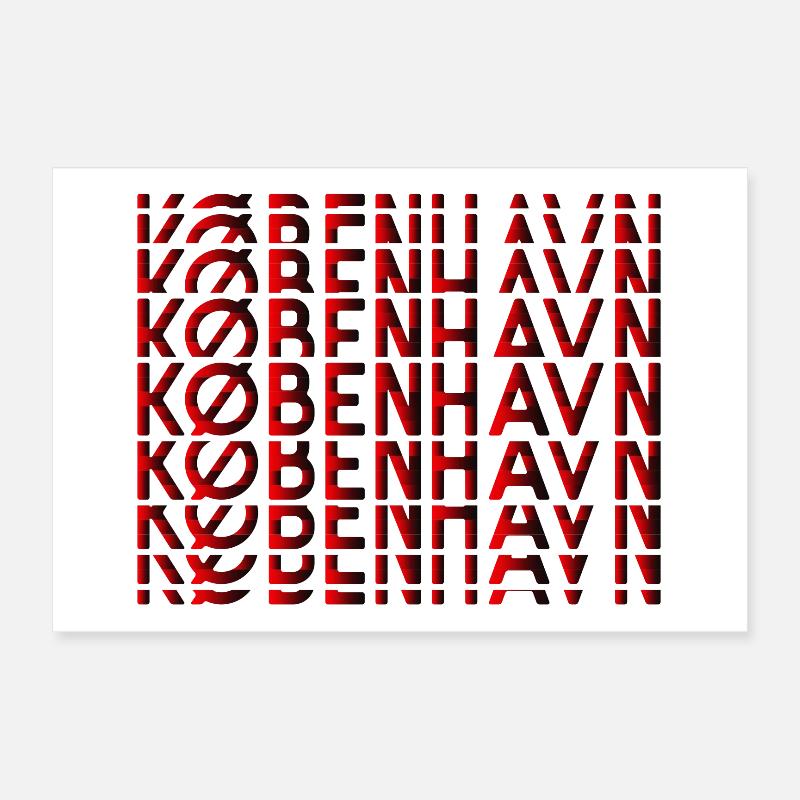 Copenhagen Neon Typography Pattern Poster 12" x 8" (30x20 cm)