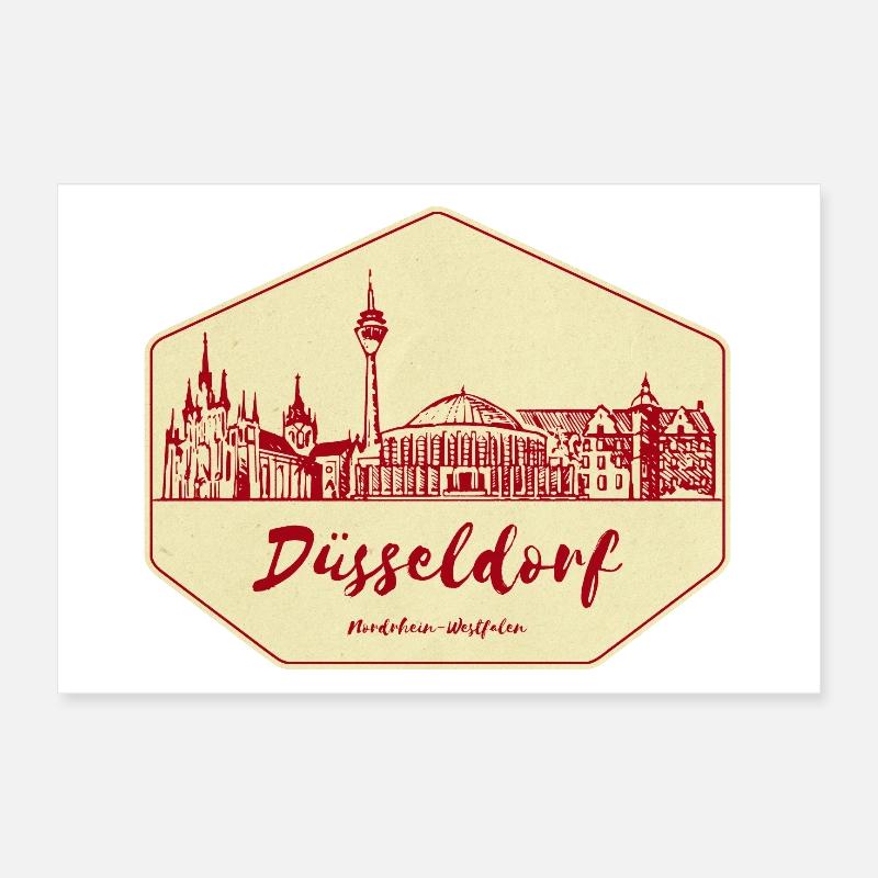 Dusseldorf Skyline Badge Poster 12" x 8" (30x20 cm)