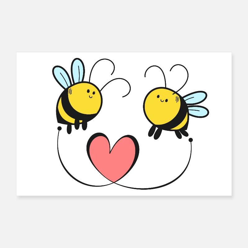 Bees Love Wedding Poster 12" x 8" (30x20 cm)
