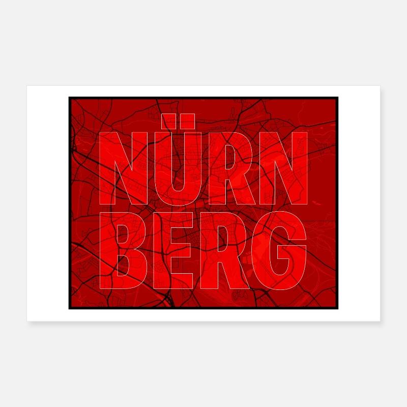 Nuremberg Contours Red Poster 30 x 20 cm