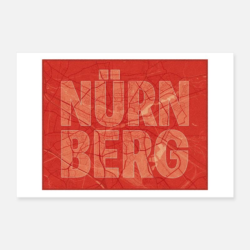 Nuremberg City Map Bold Poster 12" x 8" (30x20 cm)