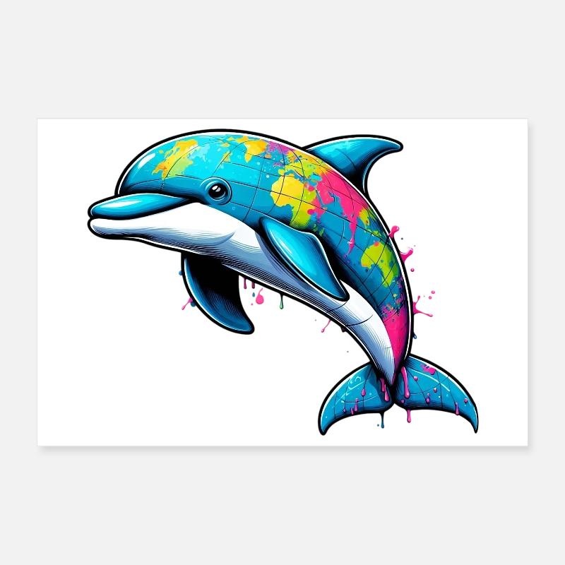 Globe de dauphin monde planète Terre Poster 30 x 20 cm