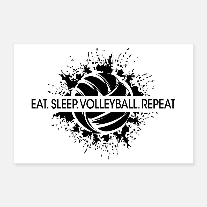 eat sleep volleyball repeat Beachvolleyball Logo Poster 30x20 cm