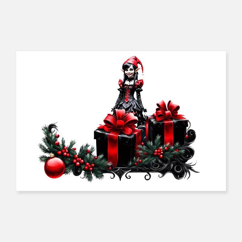 Cute Gothic Christmas Elf Poster 12" x 8" (30x20 cm)