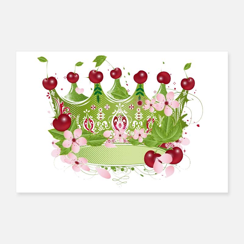 Motiv einer Kirschenkrone mit Blüten und Blättern Poster 30x20 cm