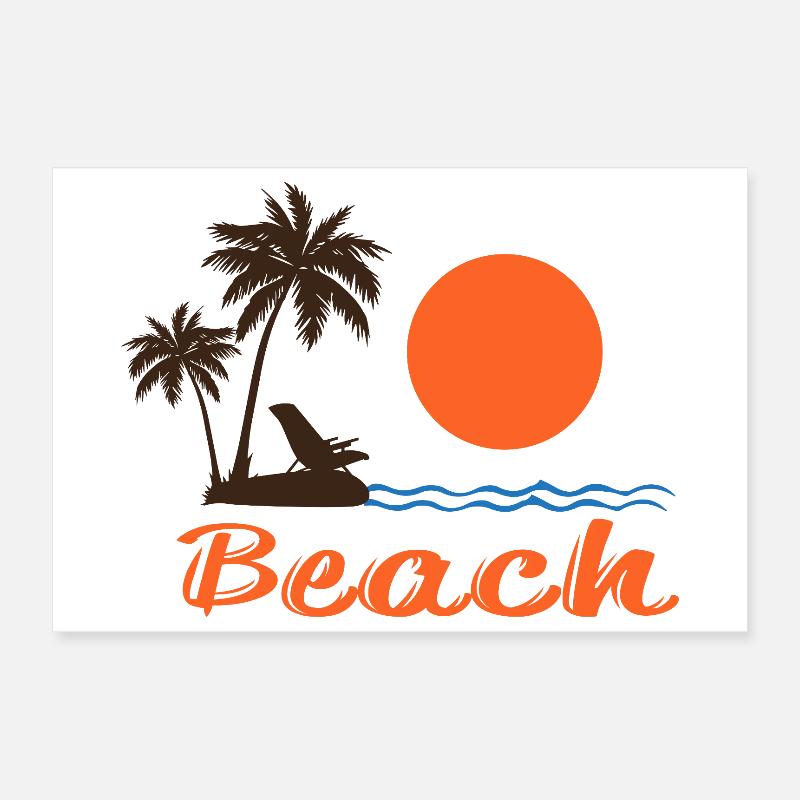 Beach Sunset mit Palmen – Tropisches Sommerdesign Poster 30x20 cm