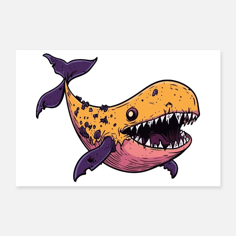 Whale Halloween Comic Funny Poster 12" x 8" (30x20 cm)