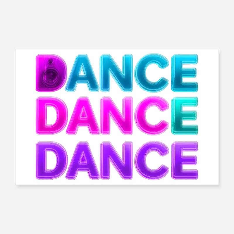DANCE DANCE DANCE – Neon 80s with speakers Poster 12" x 8" (30x20 cm)