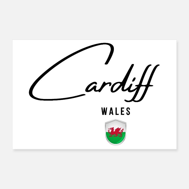 Elegant design Cardiff, Welsh pride Poster 12" x 8" (30x20 cm)