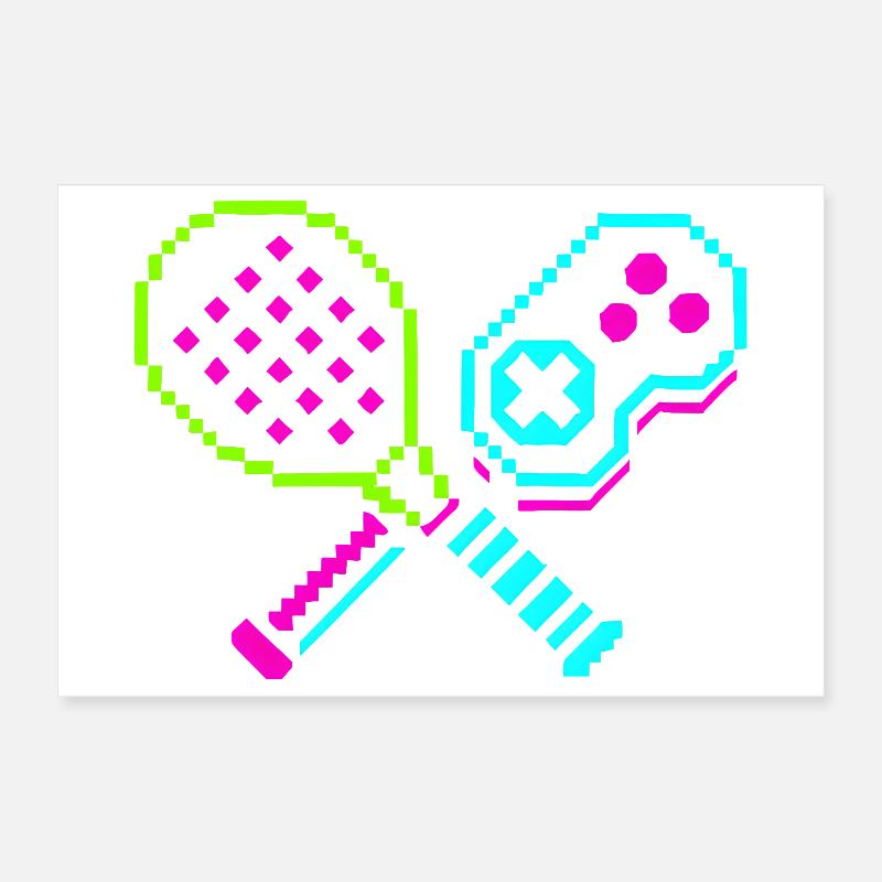 Retro Arcade Neon Paddles Poster 12" x 8" (30x20 cm)