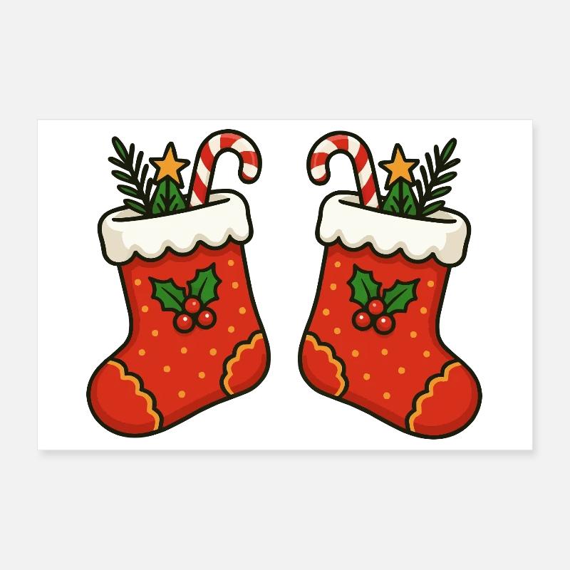 Illustration de bas de Noël festifs Poster 30 x 20 cm
