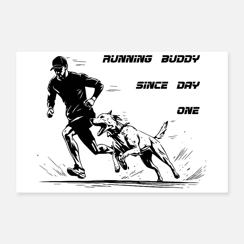 Jogging with Dog Running Buddy Poster 12" x 8" (30x20 cm)