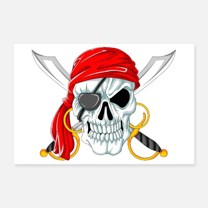 Crâne de pirate avec épées, Jolly Roger Design Poster 30 x 20 cm
