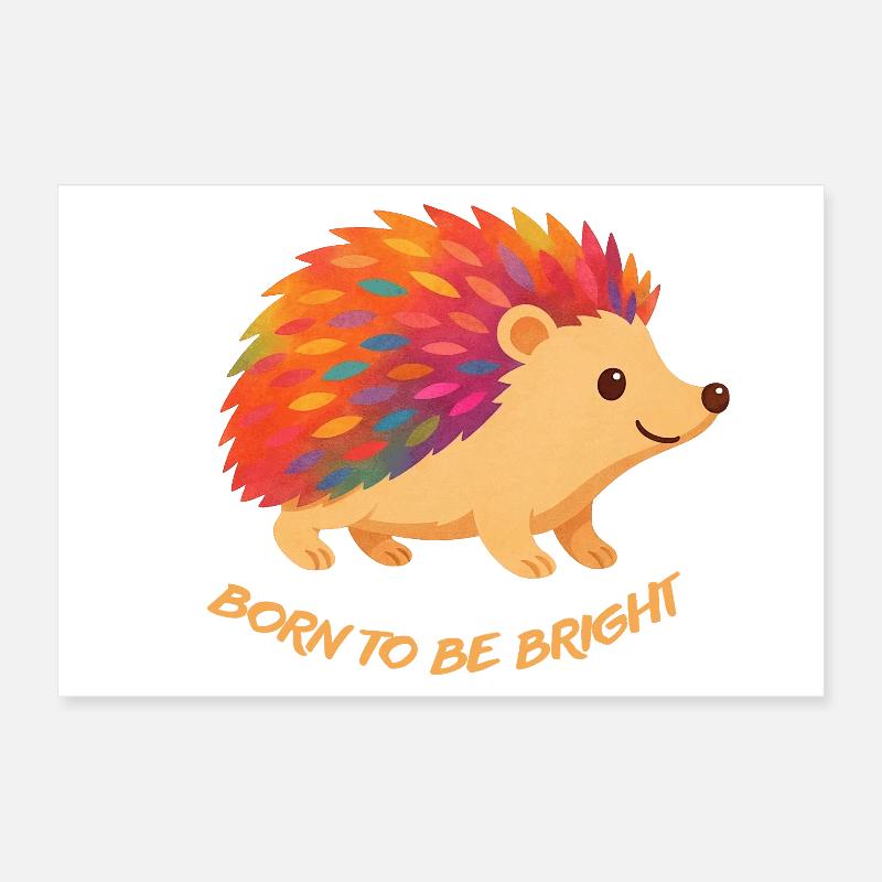 Colorful Hedgehog Poster 12" x 8" (30x20 cm)
