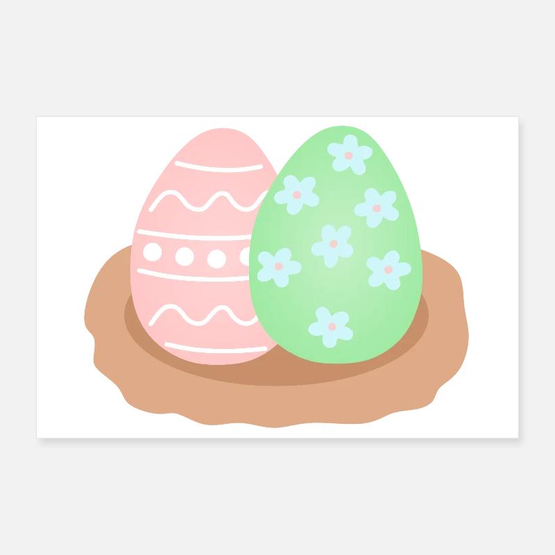 Duo d’œufs de Pâques pastel dans Nest Poster 30 x 20 cm