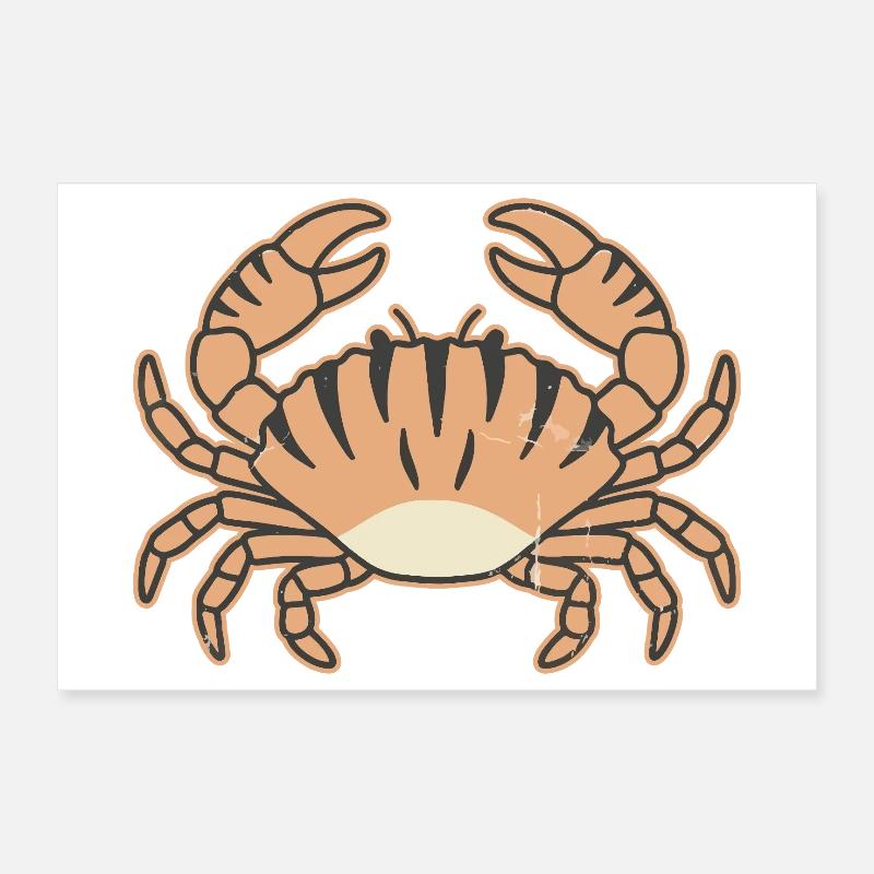 Crabe stylisé à rayures tigrées Poster 30 x 20 cm