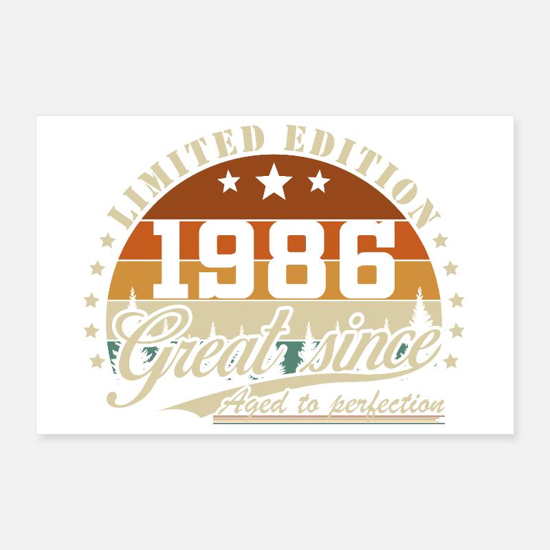 1986 Vintage Retro Geburtstagsgeschenk Poster 30x20 cm
