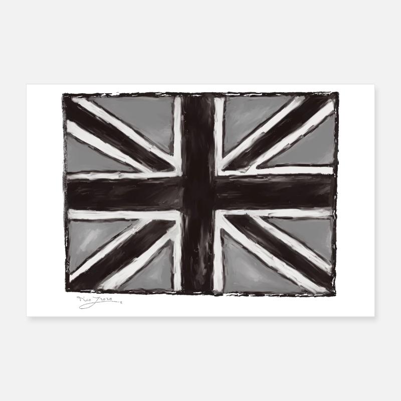 Grau Gemaltes Union Jack Kunst Poster 30x20 cm