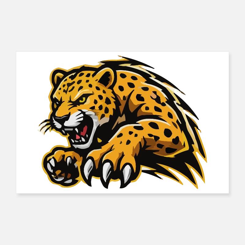 Ferocious Leopard Assault Poster 12" x 8" (30x20 cm)