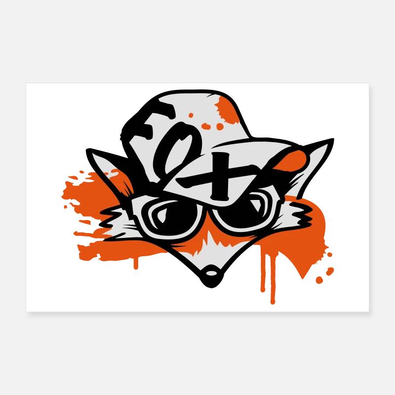 Fuchs mit Baseballkappe Poster 30x20 cm