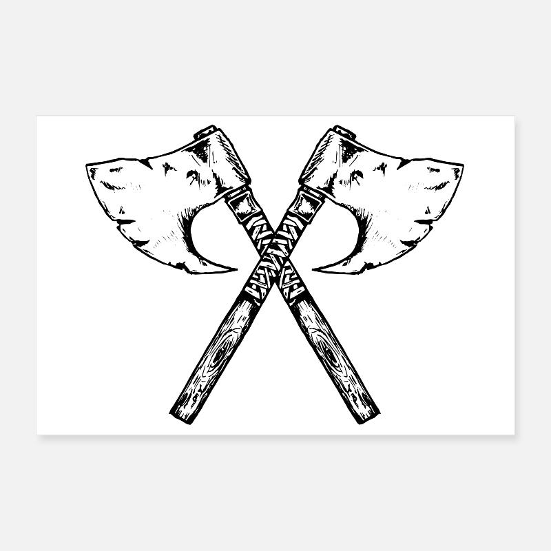 Viking ax, drawn greeting Poster 12" x 8" (30x20 cm)