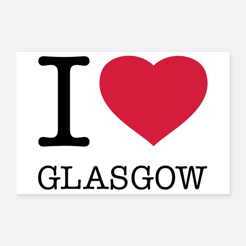 I LOVE GLASGOW, Scotland, Scotland Poster 12" x 8" (30x20 cm)