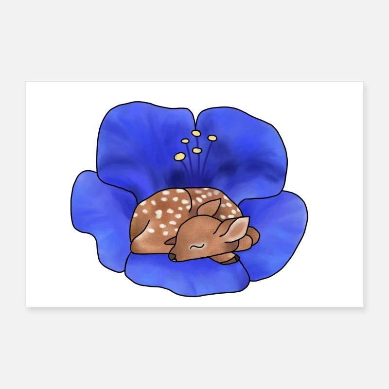 Cerf en fleur Poster 30 x 20 cm