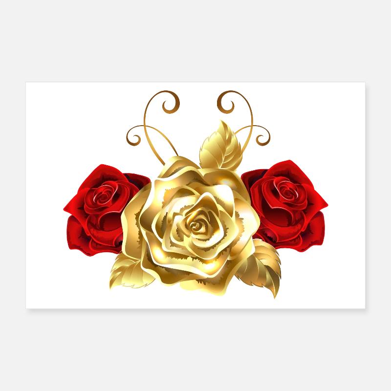 Golden Rose Poster 12" x 8" (30x20 cm)