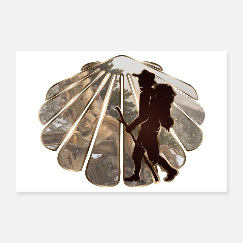 Ein Pilger oder Wanderer auf einem Pilgerweg Poster 30x20 cm