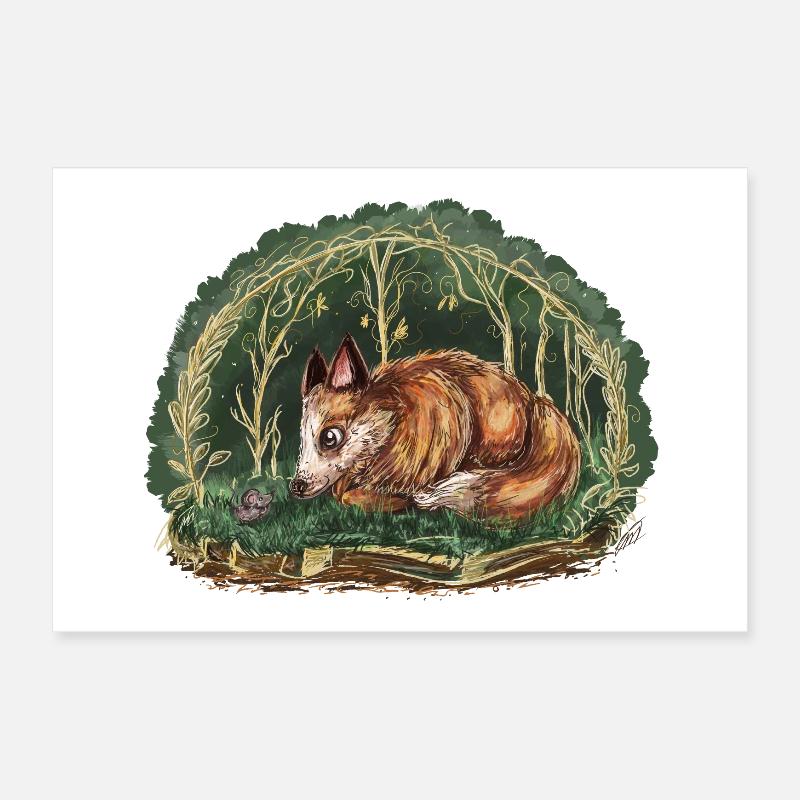 Fox and mouse Poster 12" x 8" (30x20 cm)