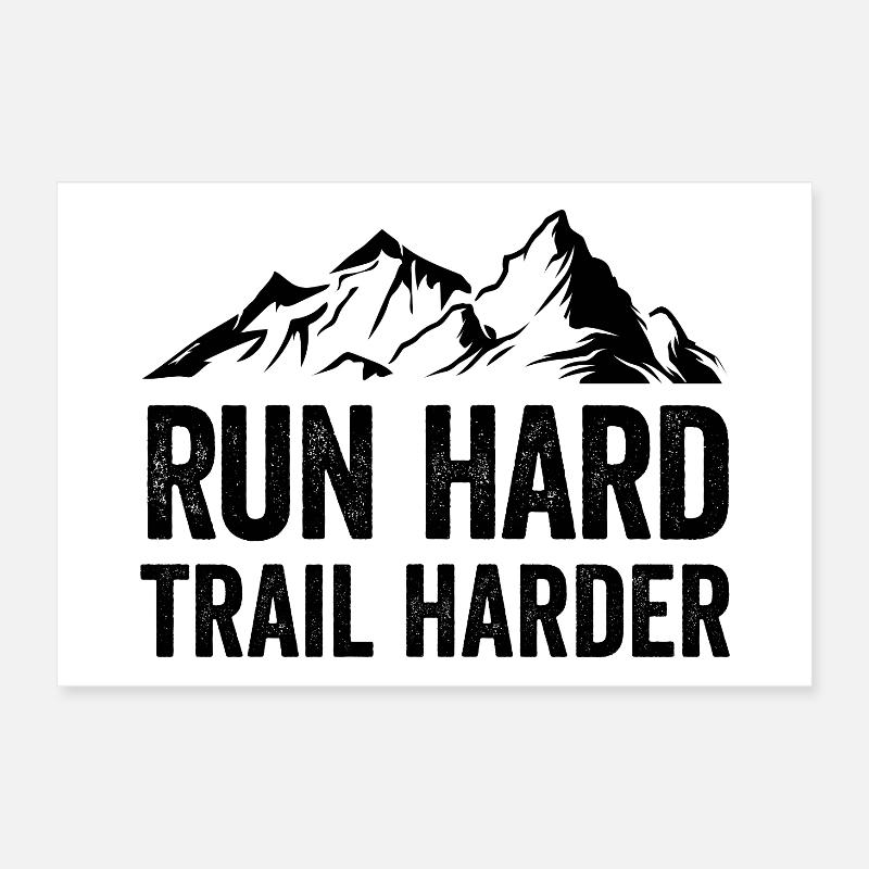 Courez fort. Trail plus difficile. Poster 30 x 20 cm