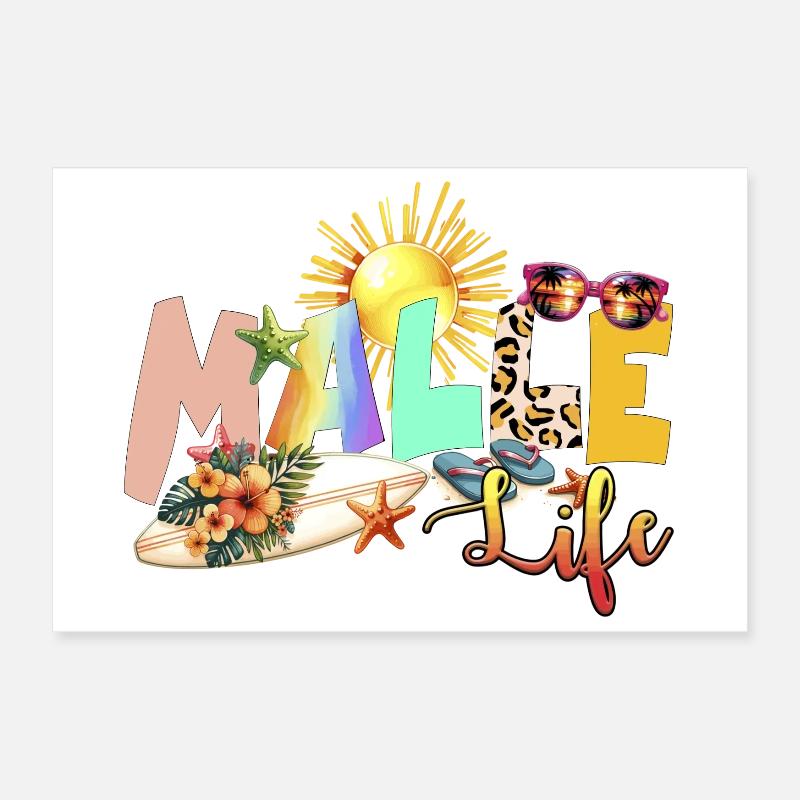 Beach Life Summer Vibe Poster 12" x 8" (30x20 cm)
