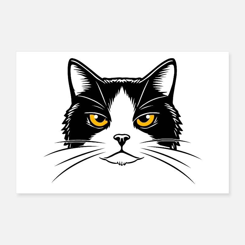 Illustration d’une tête de chat. Poster 30 x 20 cm