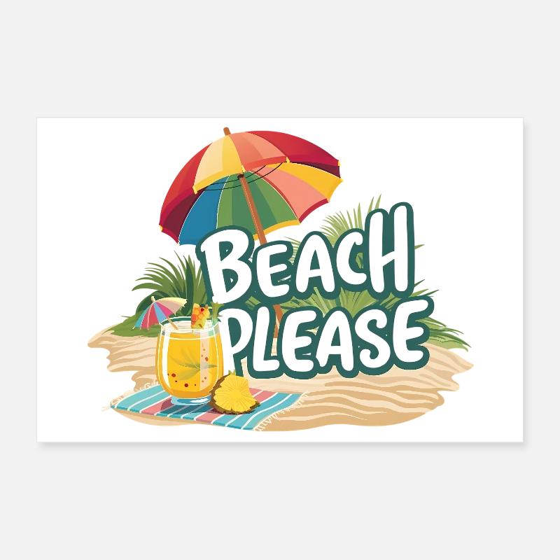 Summer - Beach Please Poster 12" x 8" (30x20 cm)