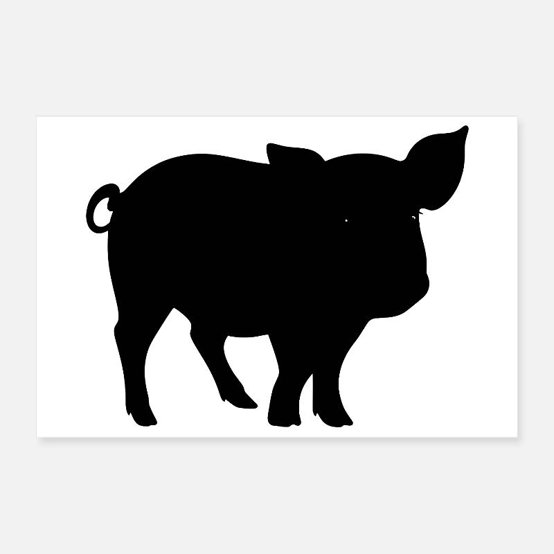 Silhouette de cochon mignon Poster 30 x 20 cm