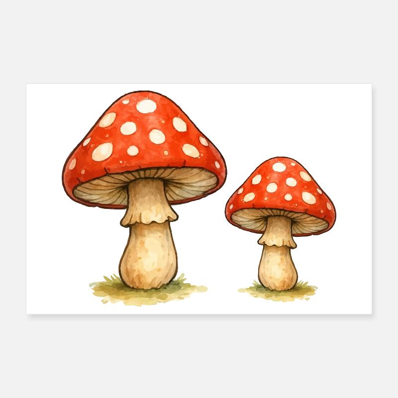 Red Toadstool Duo Poster 12" x 8" (30x20 cm)
