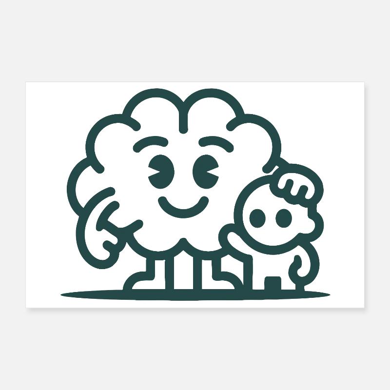 Friendly Cloud Duo Illustration Poster 30x20 cm
