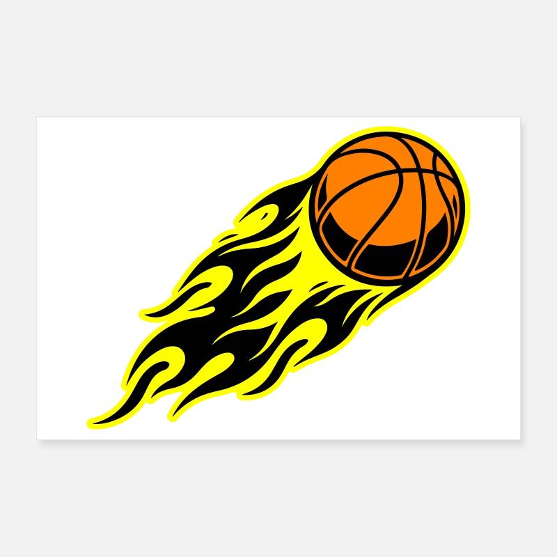 Flamme du basket-ball Poster 30 x 20 cm