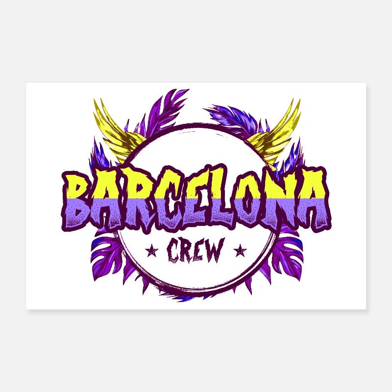 Équipage de Barcelone Coloré Poster 30 x 20 cm