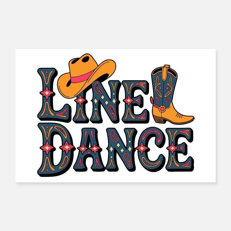 Line Dance Western Muster Poster 30x20 cm