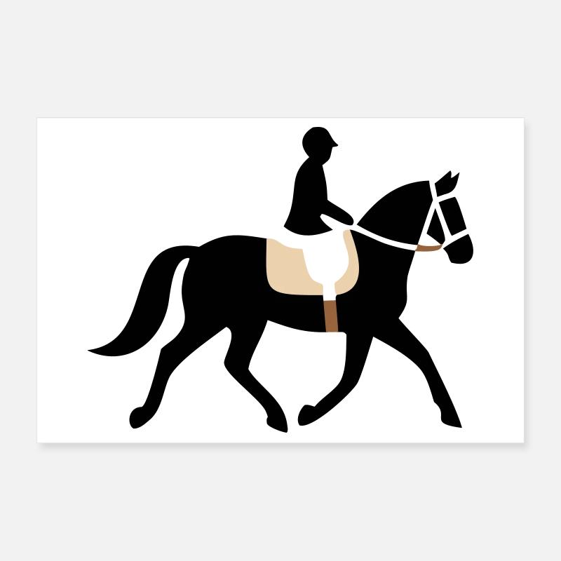 Reiter Pferd Silhouette Logo Poster 30x20 cm