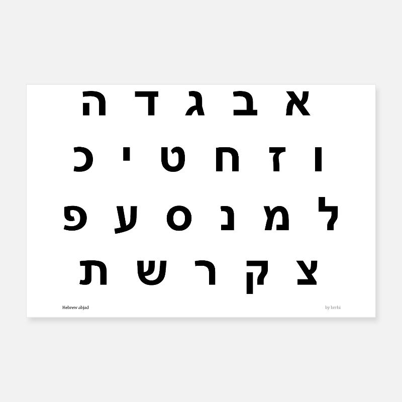 Hebräischer Abjad (schwarz) Poster 30x20 cm