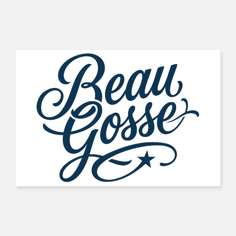 Beau Gosse Script Bleu Poster 30 x 20 cm