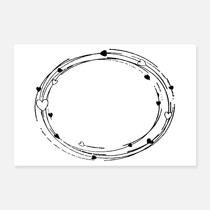 Decorative oval with hearts - frame background Poster 12" x 8" (30x20 cm)