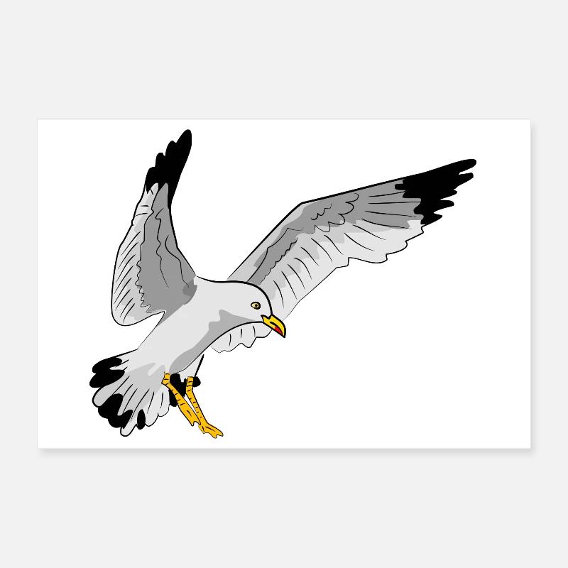 Stilvolle Seevogel Silhouette einer Möwe Poster 30x20 cm